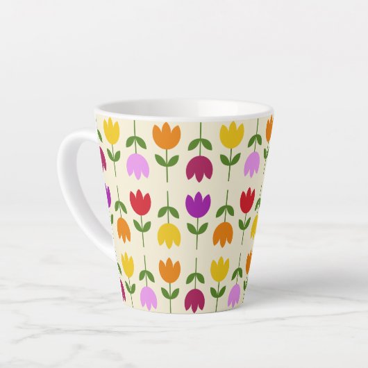 Scandinavische stijl Kleurrijk op CRM Bloempatroon Latte Mok (Linkerhoek)