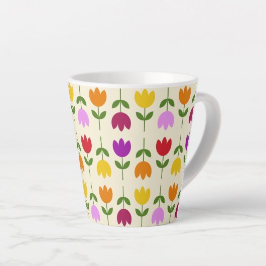Scandinavische stijl Kleurrijk op CRM Bloempatroon Latte Mok (Rechterhoek)