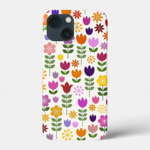 Scandinavische stijlbloemen groot patroonpatroon iPhone 13 mini hoesje
