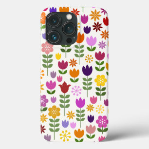 Scandinavische stijlbloemen groot patroonpatroon iPhone 13 pro hoesje