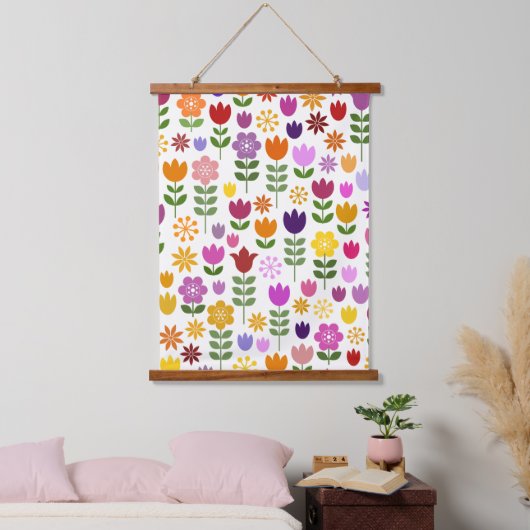 Scandinavische stijlbloemen groot patroonpatroon hangend wandkleed (Slaapkamer)