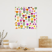 Scandinavische stijlbloemen groot patroonpatroon poster (Keuken)