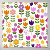 Scandinavische stijlbloemen groot patroonpatroon poster (Voorkant)