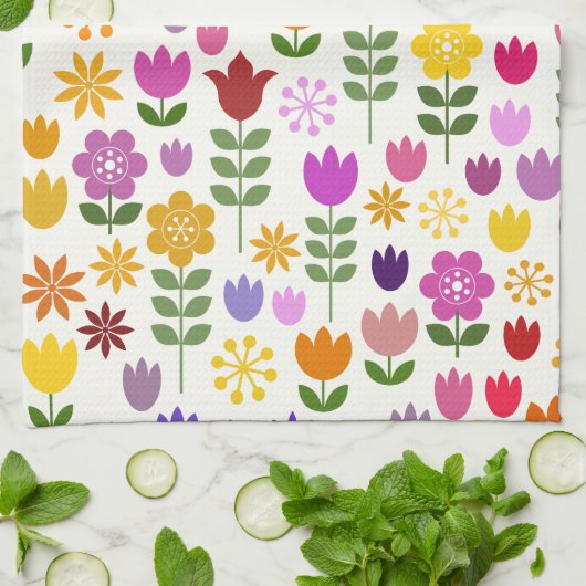 Scandinavische stijlbloemen groot patroonpatroon theedoek (Gevouwen)