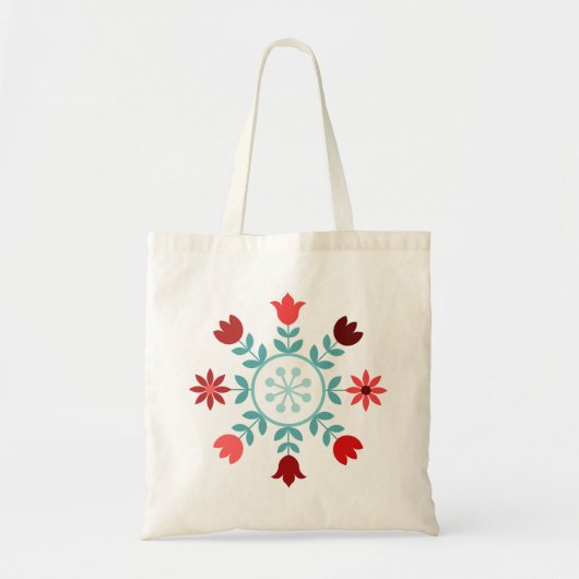 Scandinavische stijlbloemen, trappen en loopwiel tote bag (Voorkant)