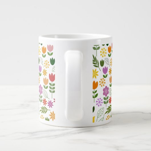 Scandinavische stijlflora en fauna extra grote beker (Achterkant)