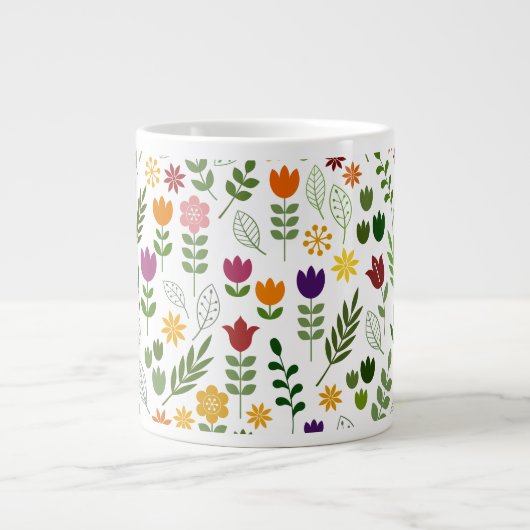 Scandinavische stijlflora en fauna extra grote beker (Voorkant)