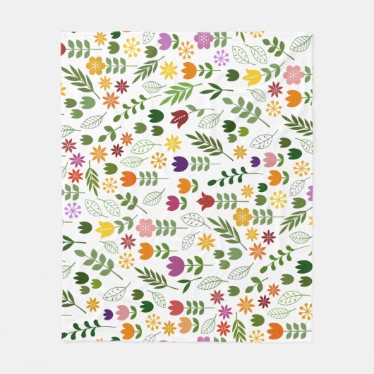 Scandinavische stijlflora en fauna fleece deken (Voorkant)