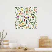 Scandinavische stijlflora en fauna poster (Keuken)