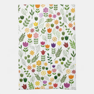 Scandinavische stijlflora en fauna theedoek