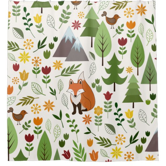 Scandinavische stijlillustraties op Crm Lg Pattern Douchegordijn (Voorkant)