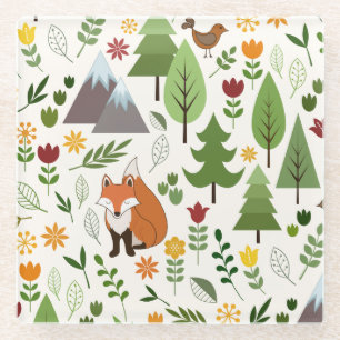 Scandinavische stijlillustraties op het Cream Patt Glazen Onderzetter