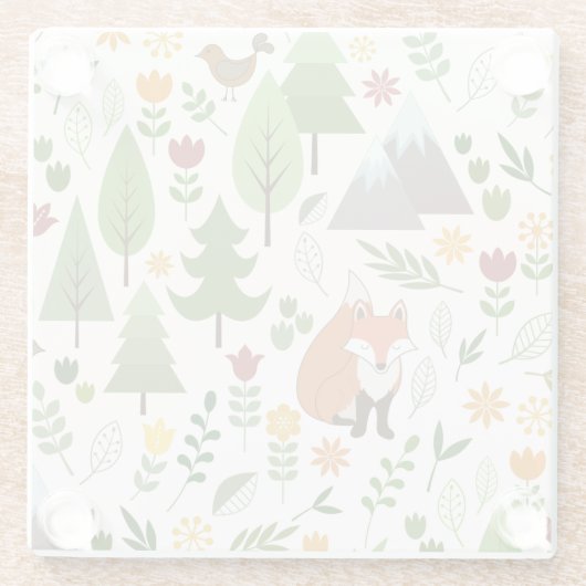 Scandinavische stijlillustraties op het Cream Patt Glazen Onderzetter (Achterkant)