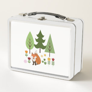 Scandinavische Style Fox Flowers Trees Illustratie