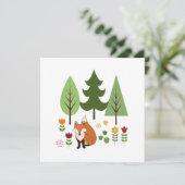 Scandinavische Style Fox Flowers Trees Illustratie (Staand voorkant)