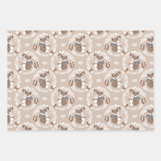 Scandinavische Style Woodland Fox en Bunnies Inpakpapier Vel (Voorkant)
