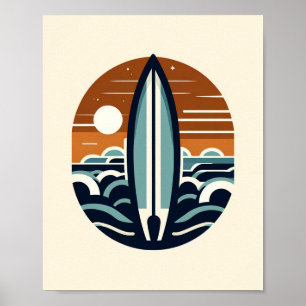 Scandinavische Surfboard Kunstposter Poster