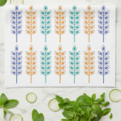 Scandinavische tarwe in helder blauw, geel en groe theedoek (Gevouwen)