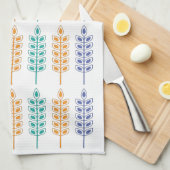 Scandinavische tarwe in helder blauw, geel en groe theedoek (Quarter Fold)