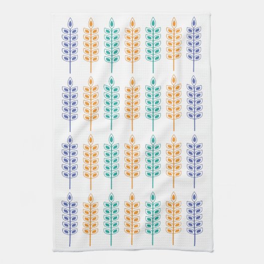 Scandinavische tarwe in helder blauw, geel en groe theedoek (Verticaal)