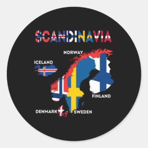 Scandinavische vlag Noordse landen kaarten Noord-E Ronde Sticker