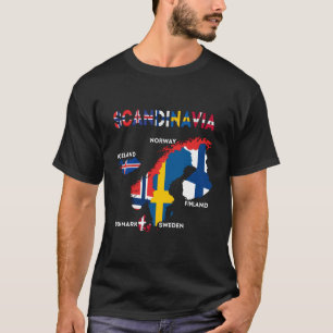 Scandinavische vlag Noordse landen kaarten Noord-E T-shirt