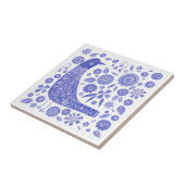 Scandinavische vogel blauw en wit tegeltje (Zijkant)