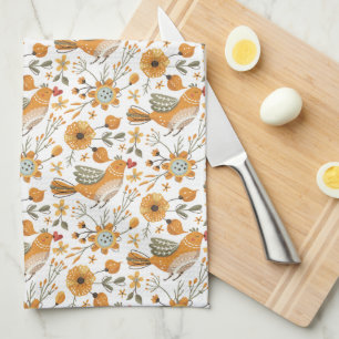 Scandinavische Vogels Oranje Theedoek
