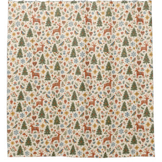 Scandinavische volks kunst Kerst charme Douchegordijn