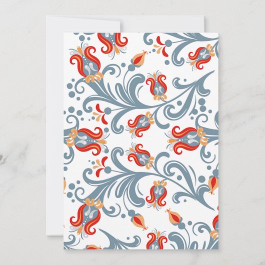 Scandinavische volks kunst trouw uitnodiging blauw (Achterkant)