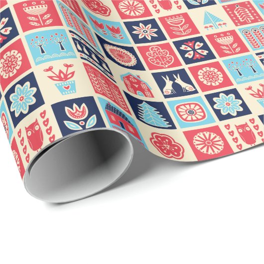 Scandinavische volkskunst: bloemen. cadeaupapier (Rol Hoek)