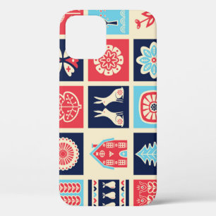 Scandinavische volkskunst: bloemen. iPhone 12 hoesje