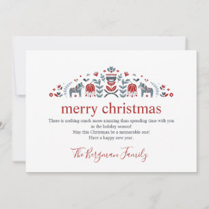 Scandinavische Volkskunst Dala Paard Foto Kerstmis Feestdagenkaart