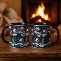 Scandinavische Volkskunst Gezellige Winter Cabin M