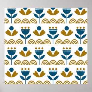 Scandinavische volkskunst, kleurrijk patroon. poster