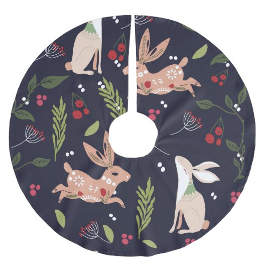 Scandinavische volkskunst konijnenprint kerstboom rok (Voorkant)
