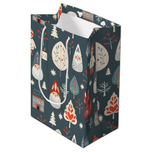 Scandinavische volkskunst met kerstkabouters medium cadeauzakje