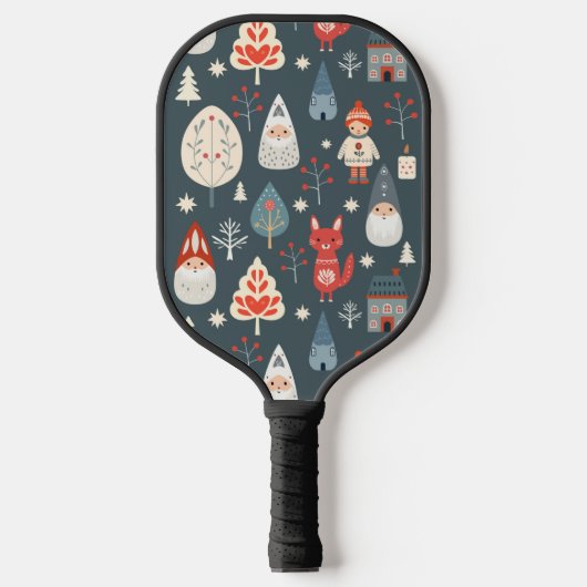 Scandinavische volkskunst met kerstkabouters pickleball paddle (Voorkant)