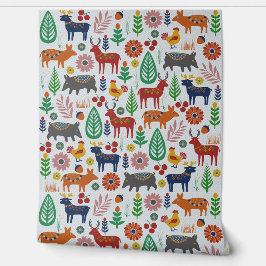 Scandinavische volkskunst Nordic Boho Modern Patte Behang