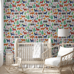 Scandinavische volkskunst Nordic Boho Modern Patte Behang