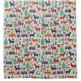 Scandinavische volkskunst Nordic Boho Modern Patte Douchegordijn