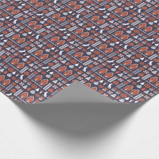 Scandinavische volkskunst patroon cadeaupapier (Hoek)
