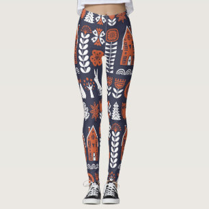 Scandinavische volkskunst  patroon leggings
