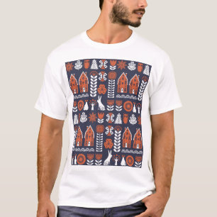 Scandinavische volkskunst  patroon t-shirt