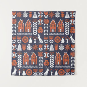 Scandinavische volkskunst patroon wandkleed
