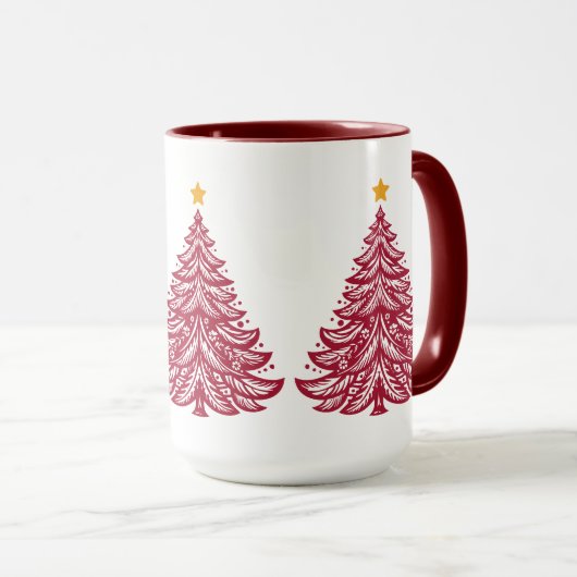 Scandinavische volkskunst rode kerstboom koffie mok (Voorkant rechts)