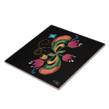 Scandinavische volkskunst stijl decoratieve tegel