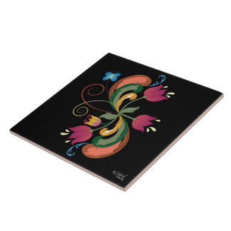 Scandinavische volkskunst stijl decoratieve tegel tegeltje