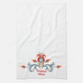 Scandinavische volkskunst Velkommen keukenhanddoek (Verticaal)
