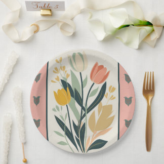 Scandinavische volskunst tulpen papieren bordje